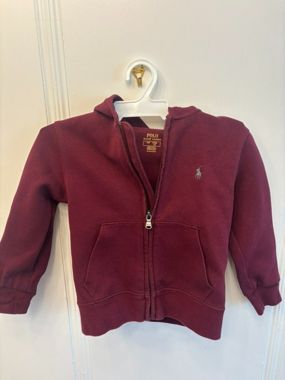 Polo Ralph Lauren Maroon Zip Hoodie- Size 4T